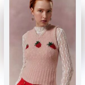 kimchi blue shiny strawberry sweater vest
